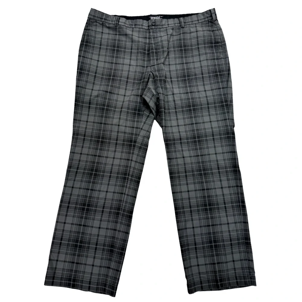 Nike Golf Pants Men 42x32 Grey Plaid Excellent Dri-FIT Tour Performance Trousers